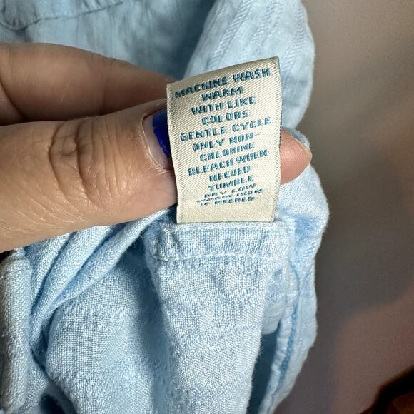 Caribbean Light Blue Long Sleeve Button Up Linen Size XL - Picture 9 of 9